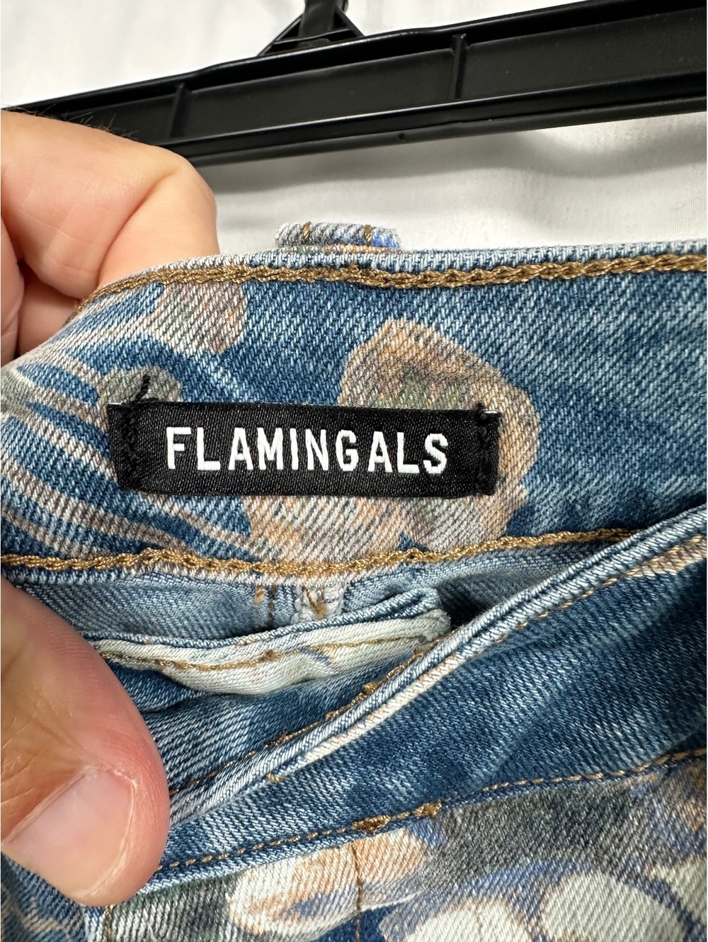 Flamingals Women's Floral Print Denim Carpenter Pants Size Large - Picture 9 of 10